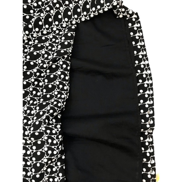 Ann Taylor Loft Black & White Eyelet Smocked Yoke Swing Dress Size Medium - Picture 5 of 11